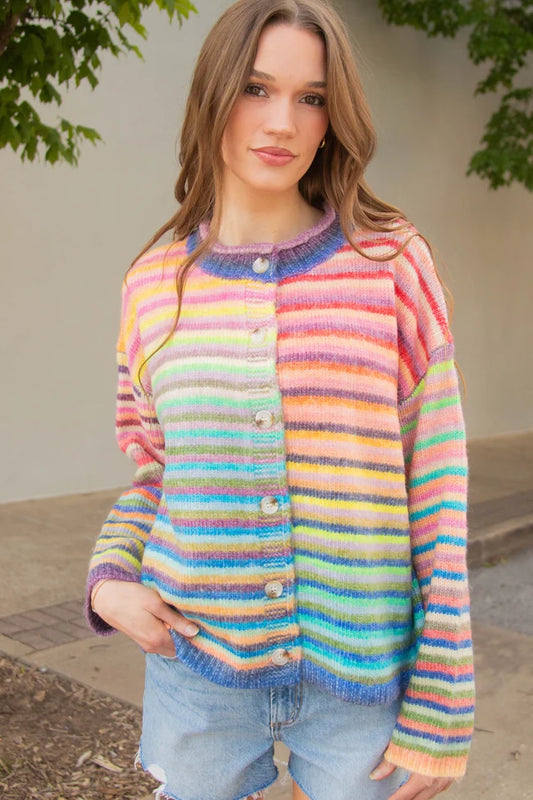 in the clouds striped cardigan - sky purple