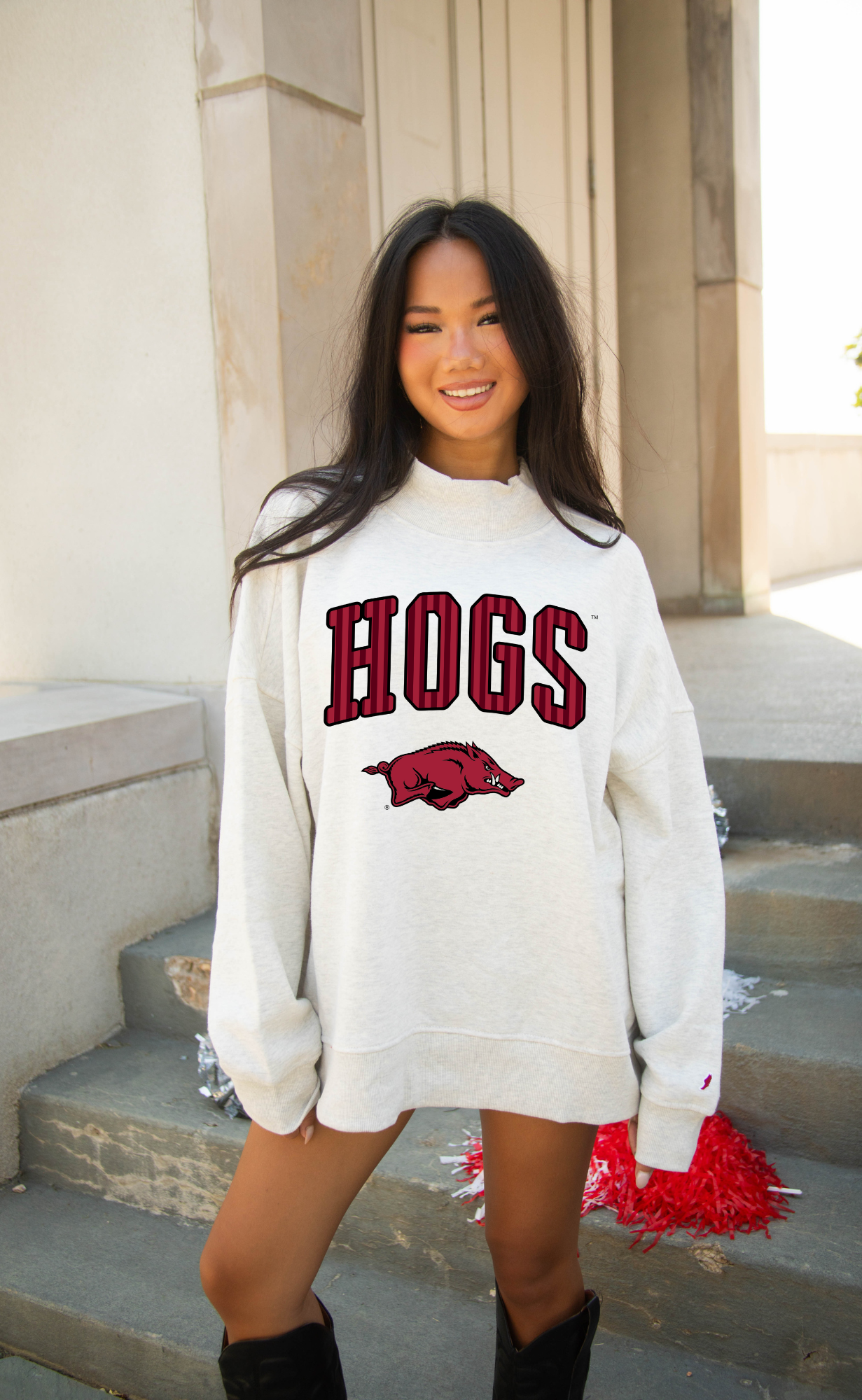 charlie southern: hogs striped mock neck