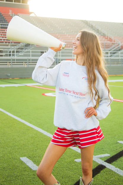 friday + saturday: meet me in the bleachers sweatshirt - grey