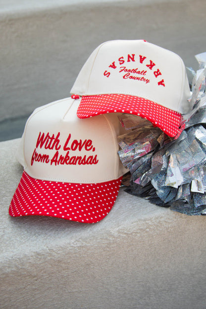 charlie southern: arkansas football country polka dot trucker - red