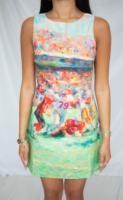 abstract football print mini dress
