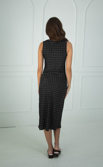 in the details polka dot midi dress