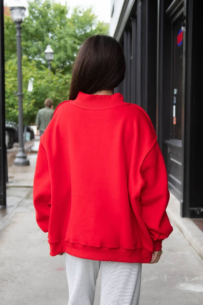 arkansas embroidered mock neck - red