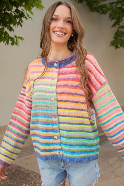 in the clouds striped cardigan - sky purple