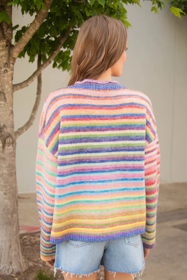 in the clouds striped cardigan - sky purple