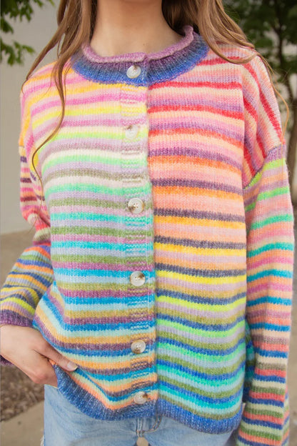 in the clouds striped cardigan - sky purple