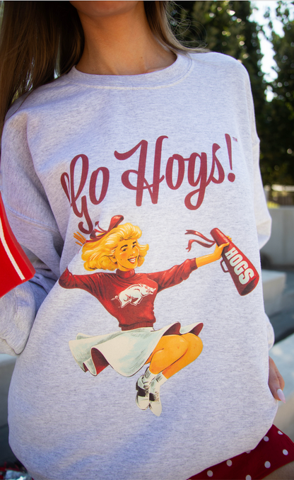 charlie southern: go hogs cheerleader sweatshirt
